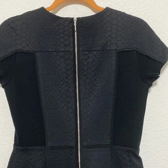 Rebecca Taylor Short Sleeve Snake Jacquard Fit and Flare Knit Dress Size 4 - Picture 5 of 8